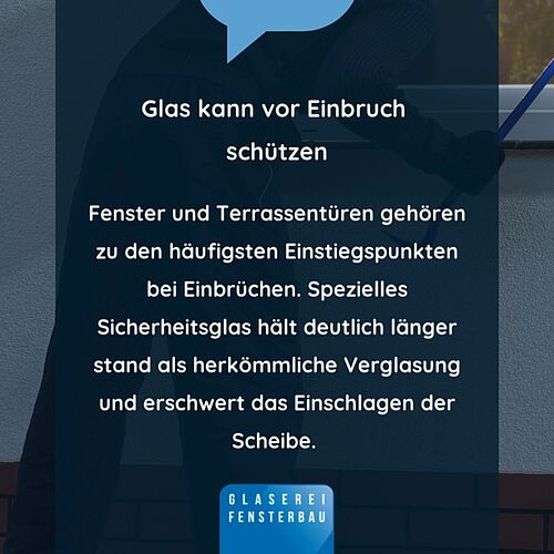 Einbrecher mögen es schnell und einfach.Sicherheitsglas macht ihnen genau das kaputt 🔒🪟 Es hält länger stand, erschwert...
